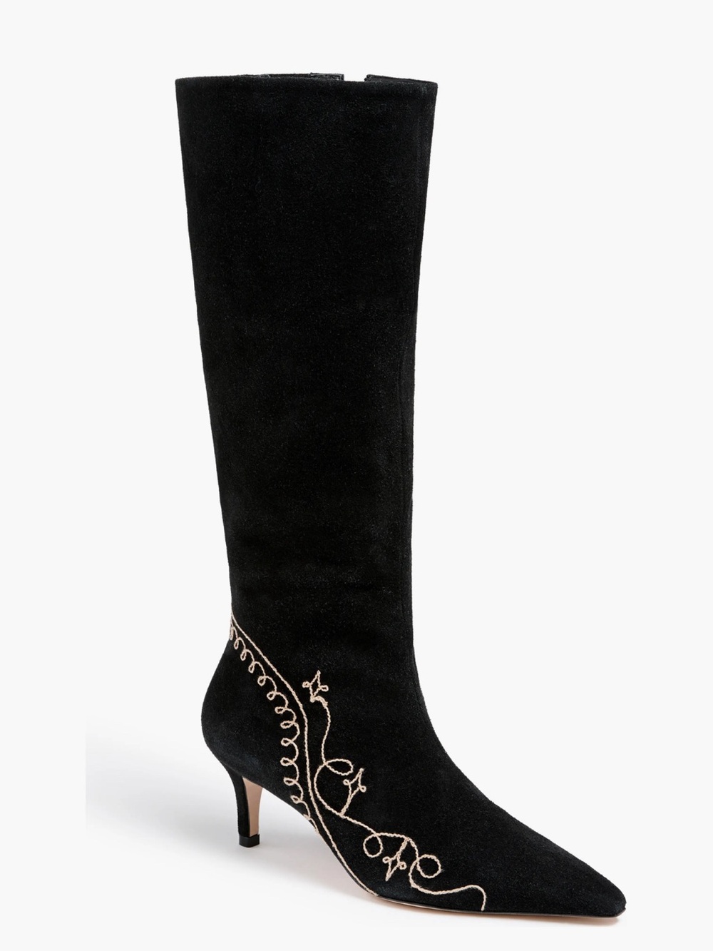 CINQ A SEPT CASEY EMBROIDERED KITTEN HEEL BOOT